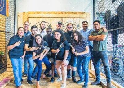 Team building: axe throwing event