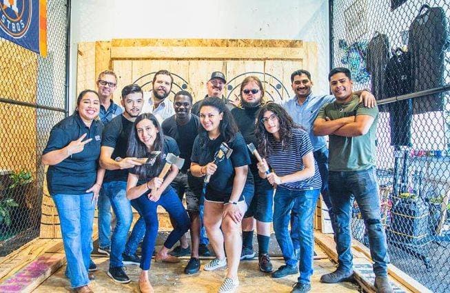 Team building: axe throwing event