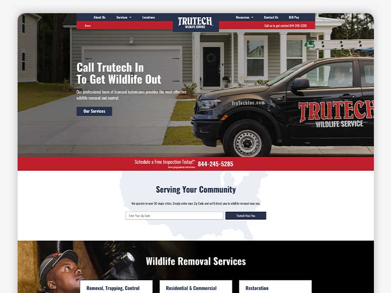 A home service company website designed and developed by EWR Digital — a top web design agency